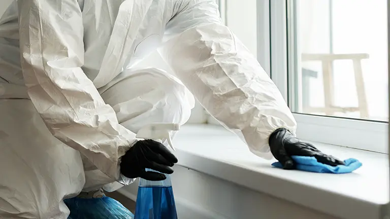 Worker cleaning surface