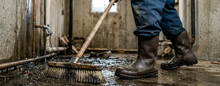 Close-up of worker with brush